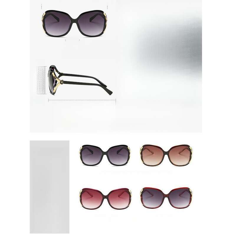 Montatura grande Camellia Rose Trend, occhiali da sole alla moda, occhiali da donna di mezza età_voghion.com