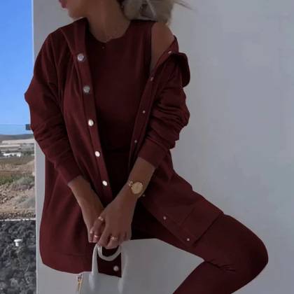 Ensemble 3 pièces pour femme : sweat à capuche, débardeur côtelé et pantalon de jogging – Tenue décontractée coupe slim – Du S au 5XL_voghion.com