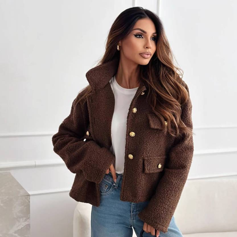Giacca in pile primaverile da donna: comodo cappotto teddy, capospalla oversize in stile bomber per abbigliamento casual e streetwear_voghion.com