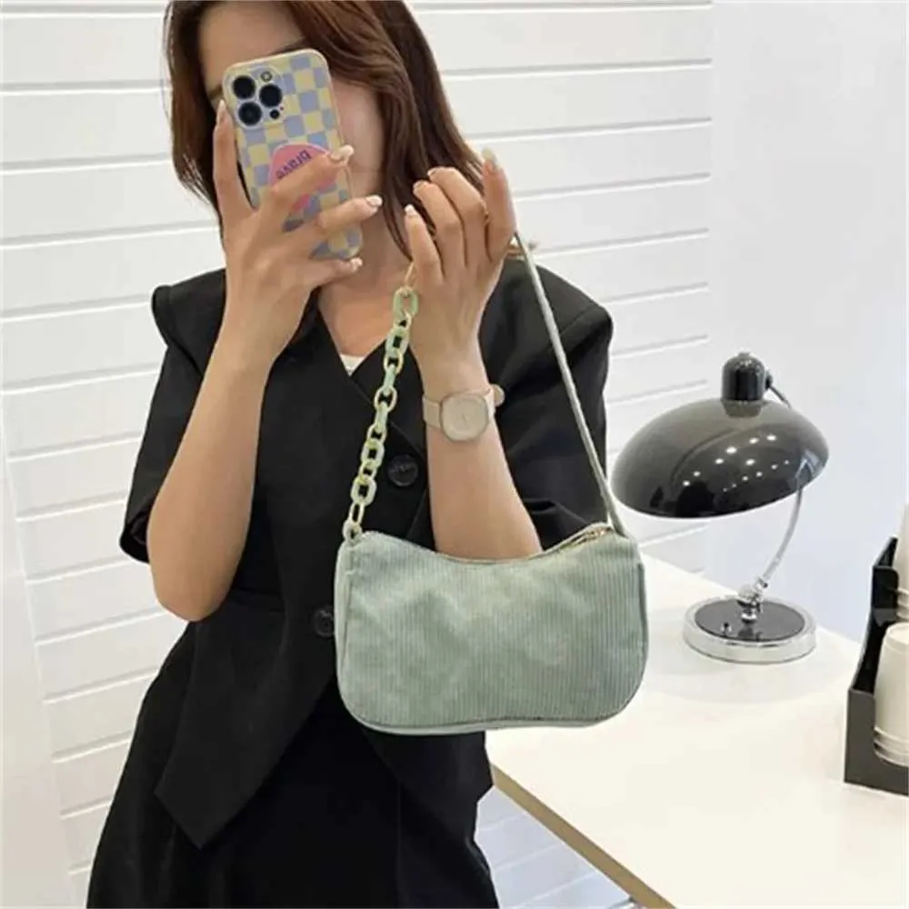 Mode Retro Herbst Winter Cord Unterarm Zipper Schulter Kleine Tasche für Frauen Weiche Casual Clutch Handtasche Y241121_voghion.com