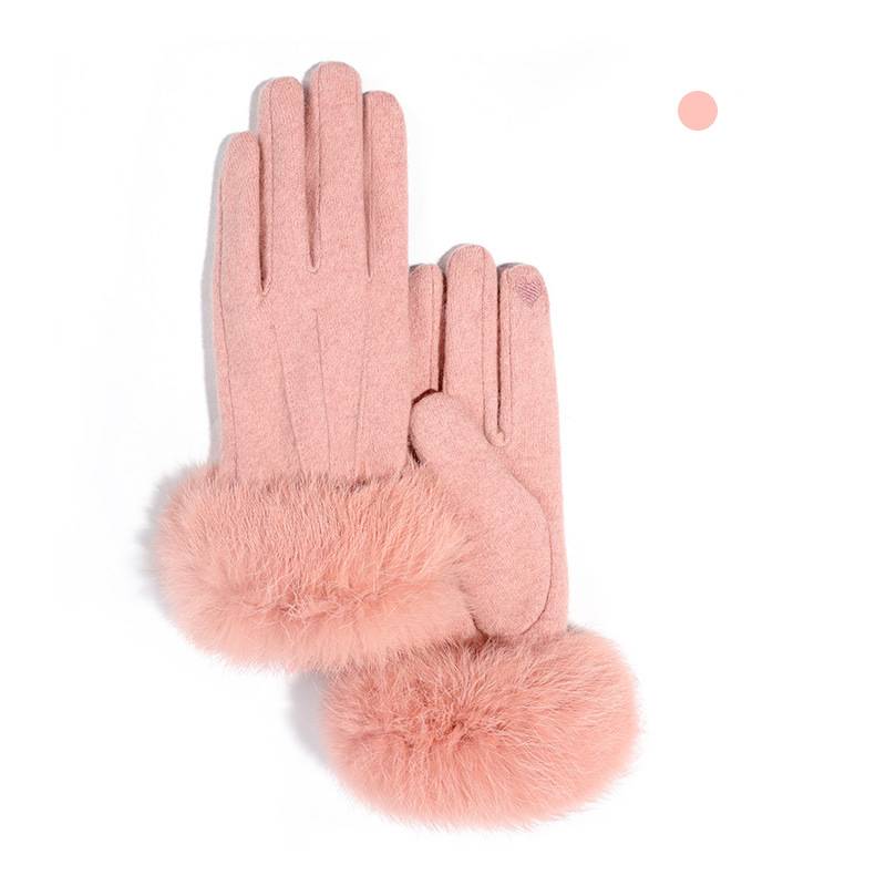 Women's Gloves New Cashmere Gloves Women's Winter Outdoor Cold Proof Touch Screen Gloves Double Layer Thick Rabbit Fur Warm Gloves DY39_voghion.com