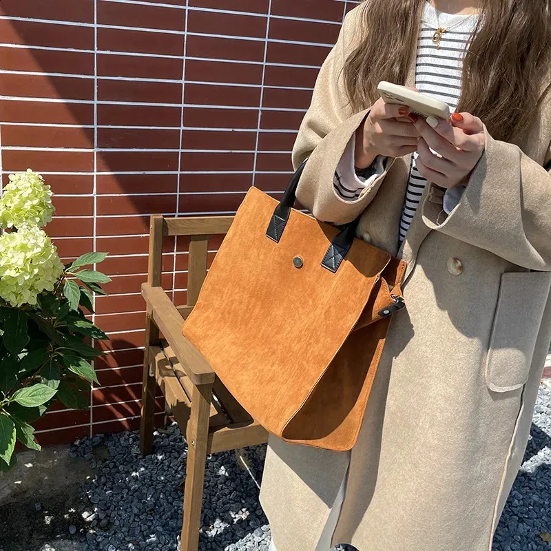 Borsa da donna in pelle opaca vintage, grande capacità, borse a tracolla, borse a tracolla da donna, borsa da viaggio casual grande marrone_voghion.com