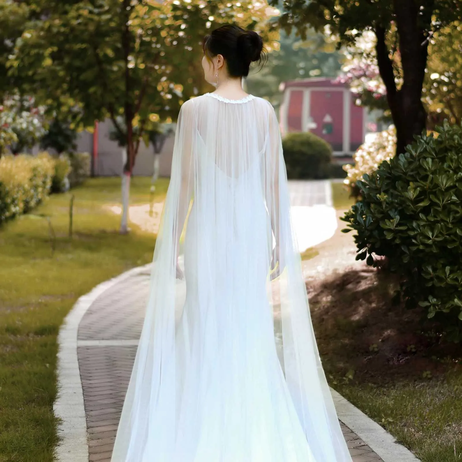 Gioielli per capelli Donna VG28 Mantello elegante Mantello Velo Semplice Bolero da sposa Morbido scialle in tulle Abito da sposa Accessori per_voghion.com