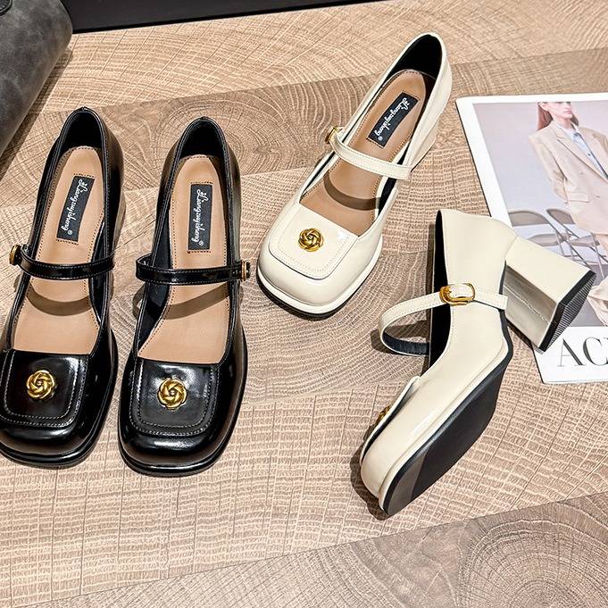 Elegant Retro Mary Jane Shoes For Women – Chunky Heel Vintage Style Ballet Flats With Buckle Strap – Comfortable Round Toe Dress Shoes