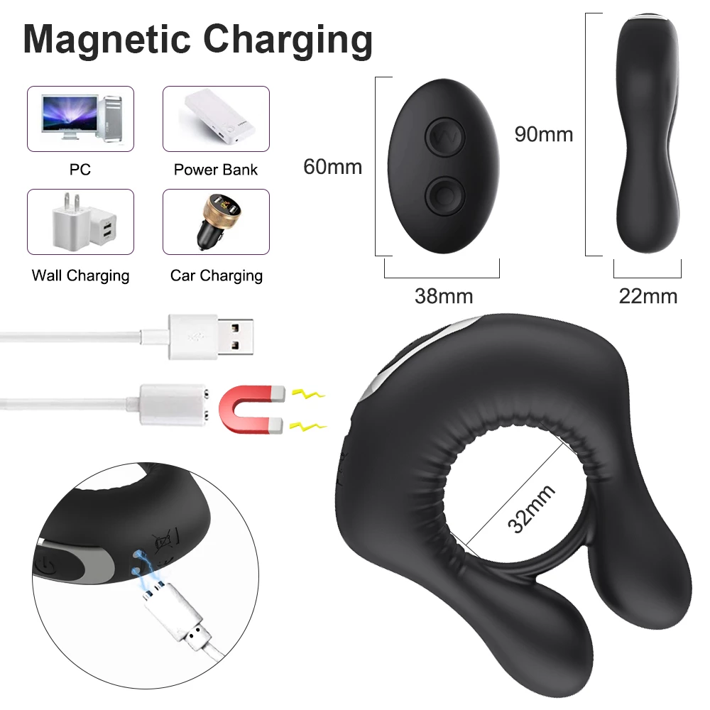Wireless Remote Control Vibration Ring For Men Electro Sex Toy_voghion.com