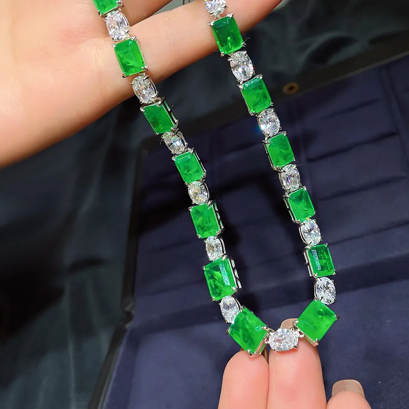 Ketten 2022 S Sier Halskette Klassische grüne Frauen Advanced Smaragd Weiblicher Schmuck_voghion.com
