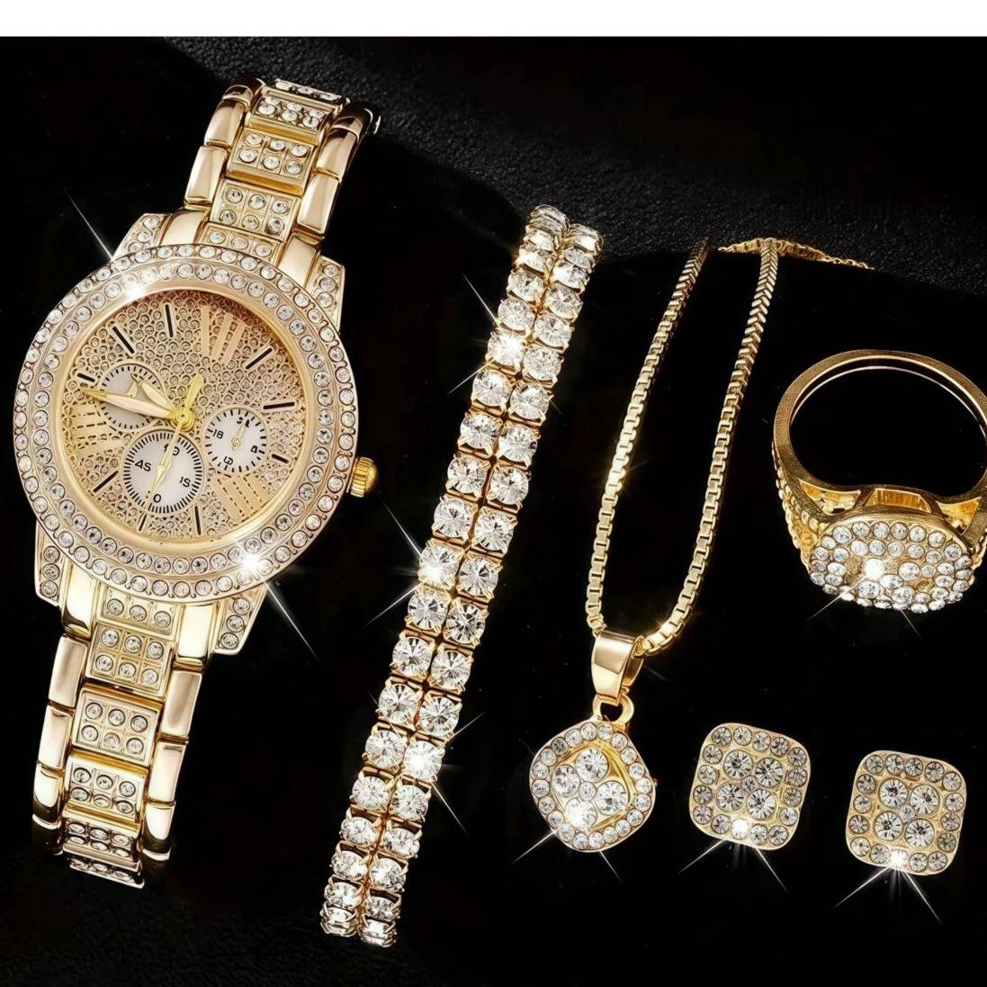Elegant Diamond-Studded Treasure Pot Women's Watch Set - Fashionable Quartz Timepiece With Jewelry Clasp - Stylish Accessory For Everyday Wear​_voghion.com