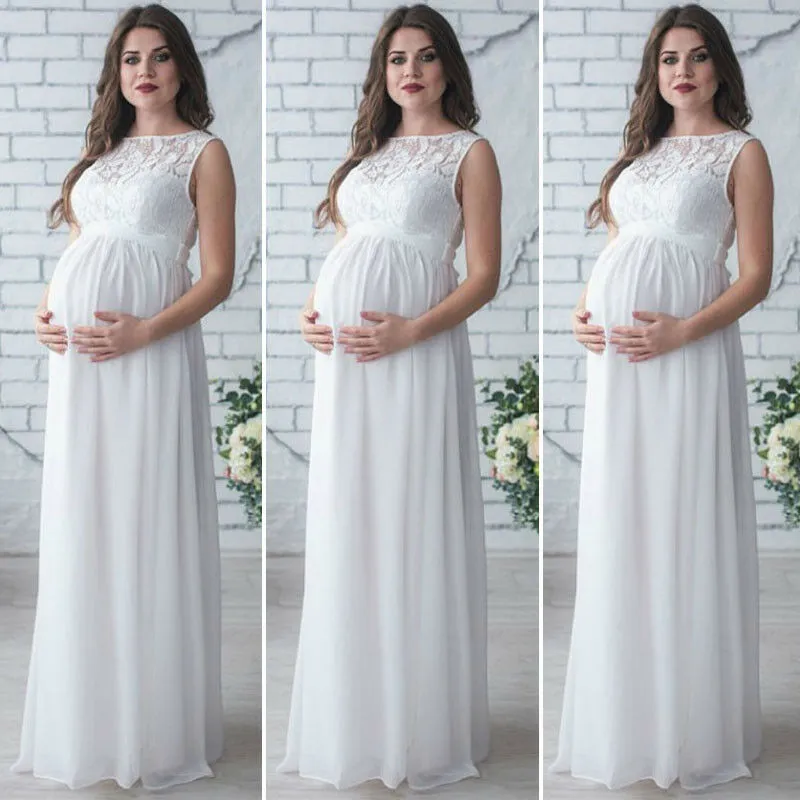 Robes de maternité femmes enceintes robe de douche de bébé accessoires de photographie vêtements de grossesse dentelle robe Maxi pour Po Shoot_voghion.com
