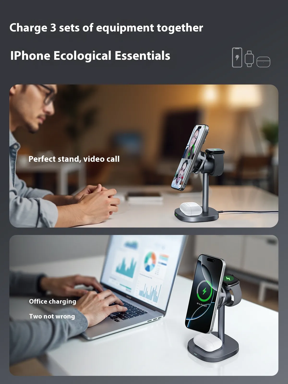 Nouveau chargeur, réfrigération à semi-conducteur, support magnétique pour téléphone portable, charge sans fil rapide 3-en-1 15 W_voghion.com