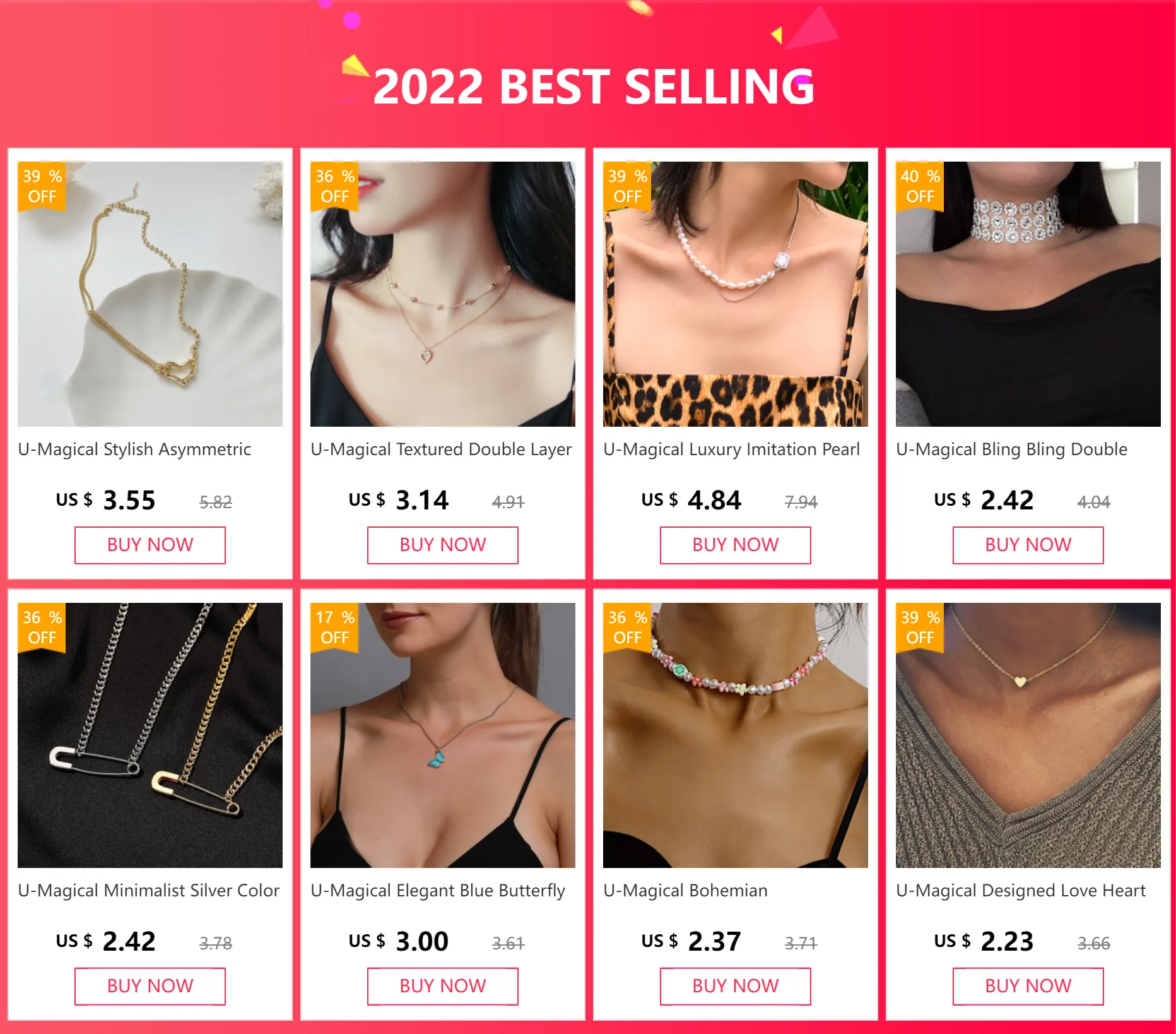 Anhänger Halsketten U-Magical Edelstahl Schmelzwachs Strass Halskette für Frauen Asymmetrie Chunky Chain Schmuck_voghion.com