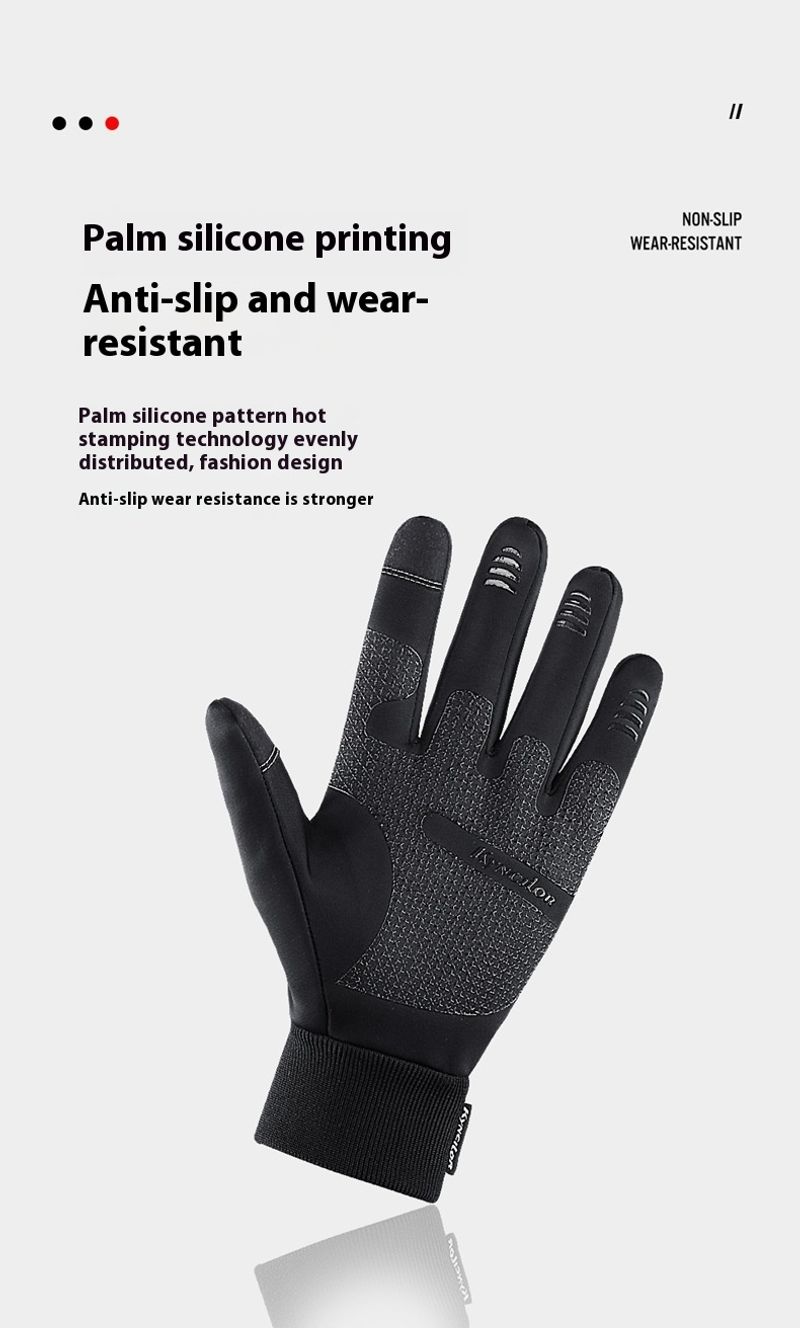 Outdoor sports autumn winter anti slip warm men's women's plush touch screen skiing and cycg windproof gloves_voghion.com