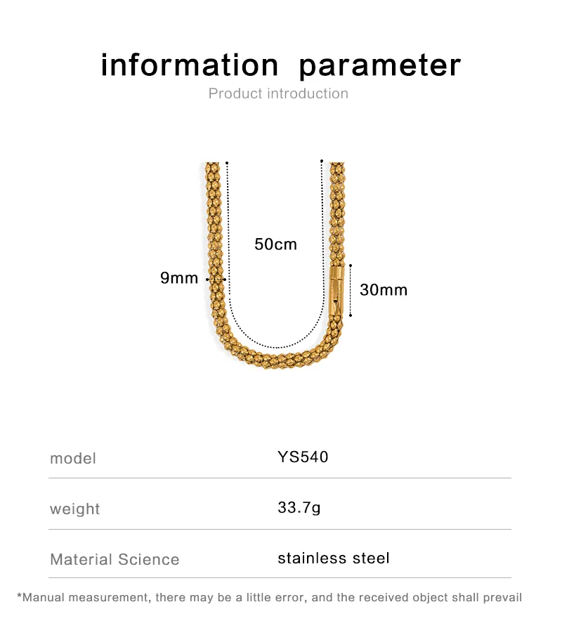 Collana a catena popcorn in acciaio inossidabile unisex_voghion.com
