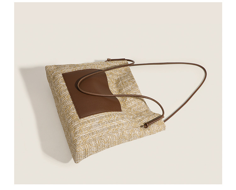 Grass woven tote bag for spring versatile women with niche design, large capacity commuting, seaside vacation style_voghion.com