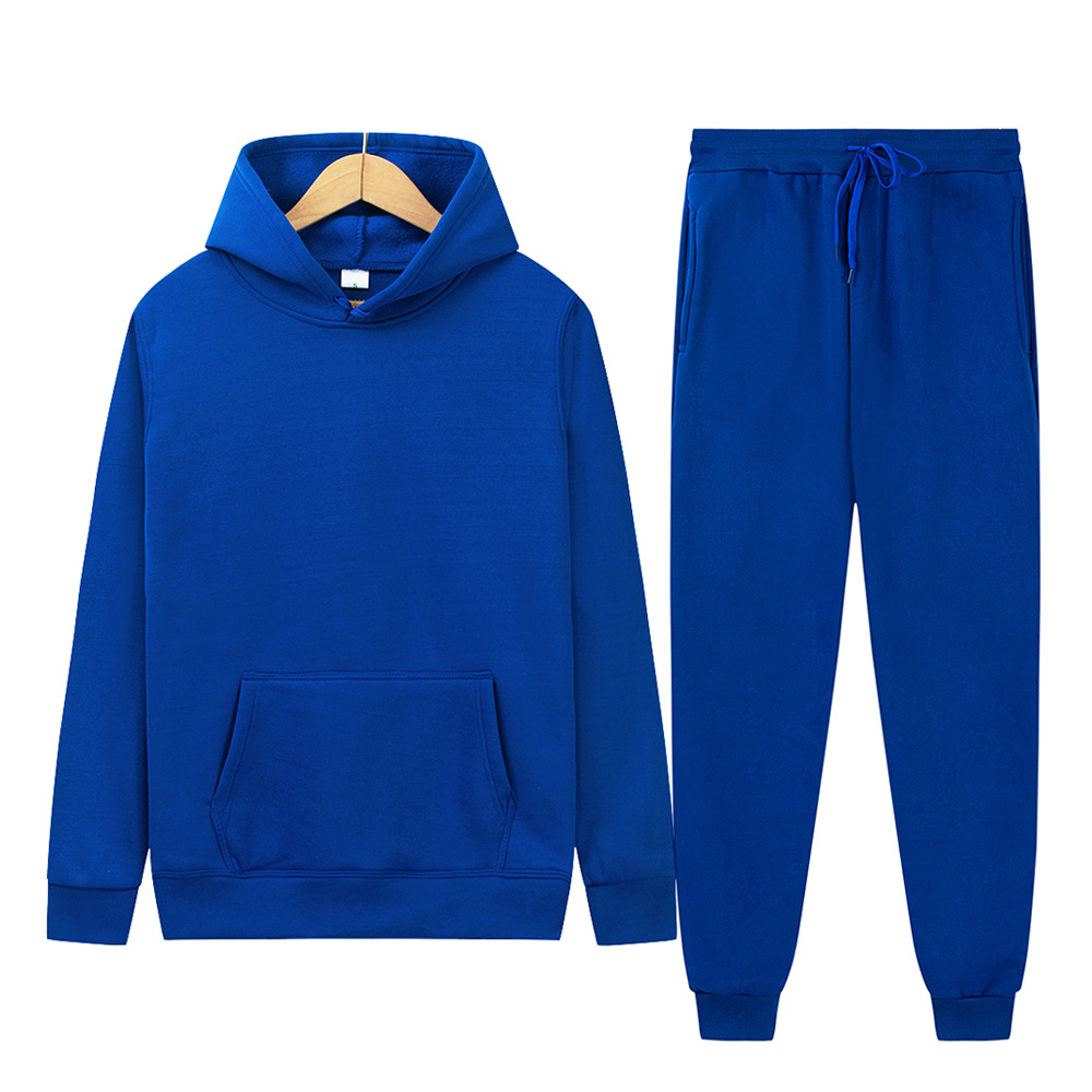 Sports Clothing Men's And Women's Sports Sweatshirt Set Solid Color Light Plate Fleece Hoodie + Trousers_voghion.com