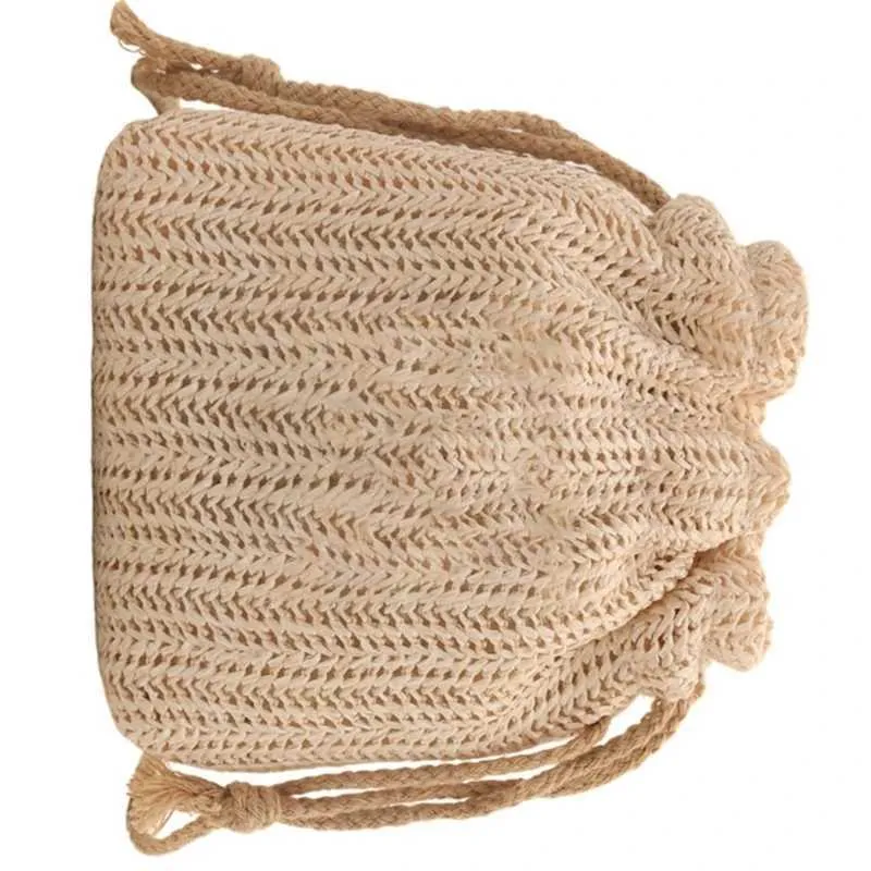 Elegante Umhängetasche für Damen, für den Strandurlaub, stilvolle, lässige, gewebte Schultertasche, kleine Beuteltasche mit Kordelzug für den Urlaub C241216_voghion.com