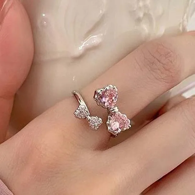 Rosa Liebe Herz Ringe für Frauen Öffnung Persönlichkeit Dorn Finger Ring Mode Süße Mädchen Schmuck Hochzeit Party_voghion.com