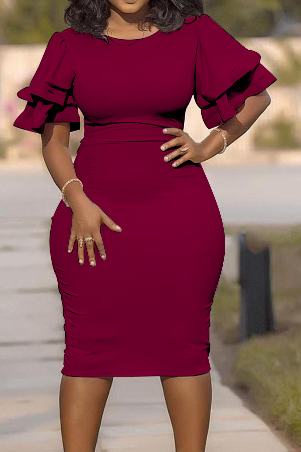 Schlankes, einstufiges Pendlerkleid für Damen in Übergröße_voghion.com