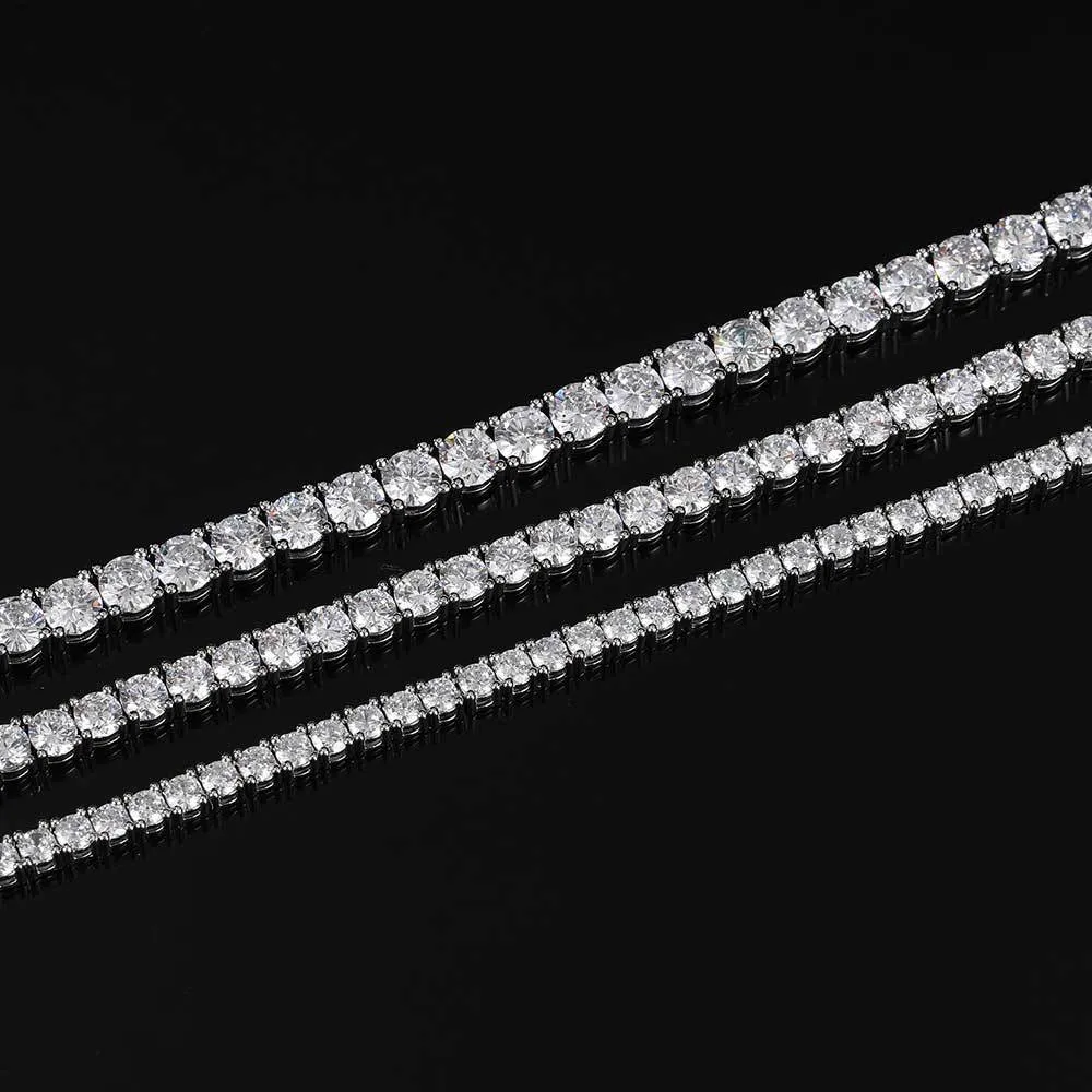 Collana da tennis in moissanite e zircone VVS con catena in acciaio e oro con diamanti da 3 mm, 4 mm e 5 mm_voghion.com