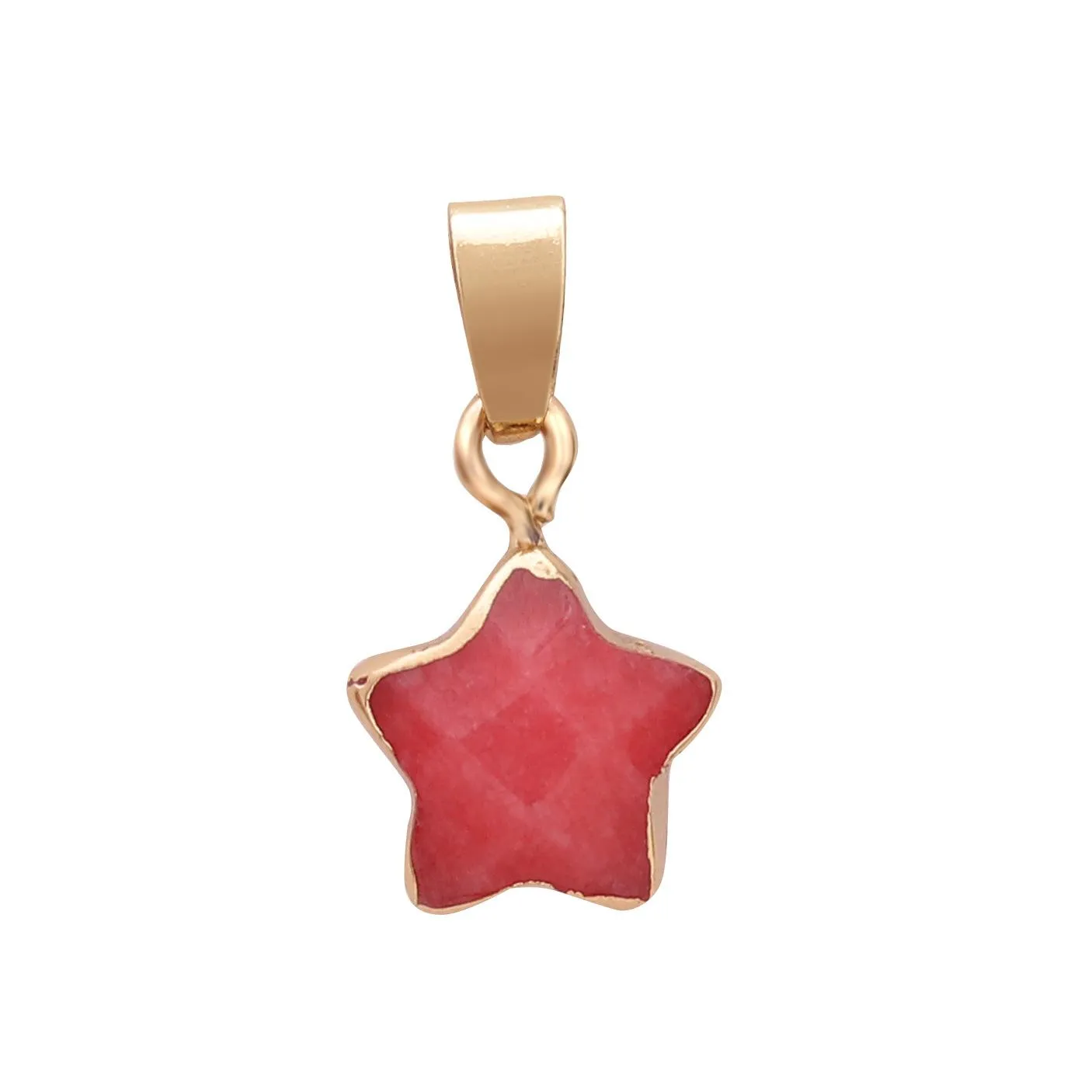 Catena a forma di stella pentagramma cristallo rosa chakra pietra naturale placcatura in oro geode druzy quarzo ciondolo collana fai da te gioielli_voghion.com