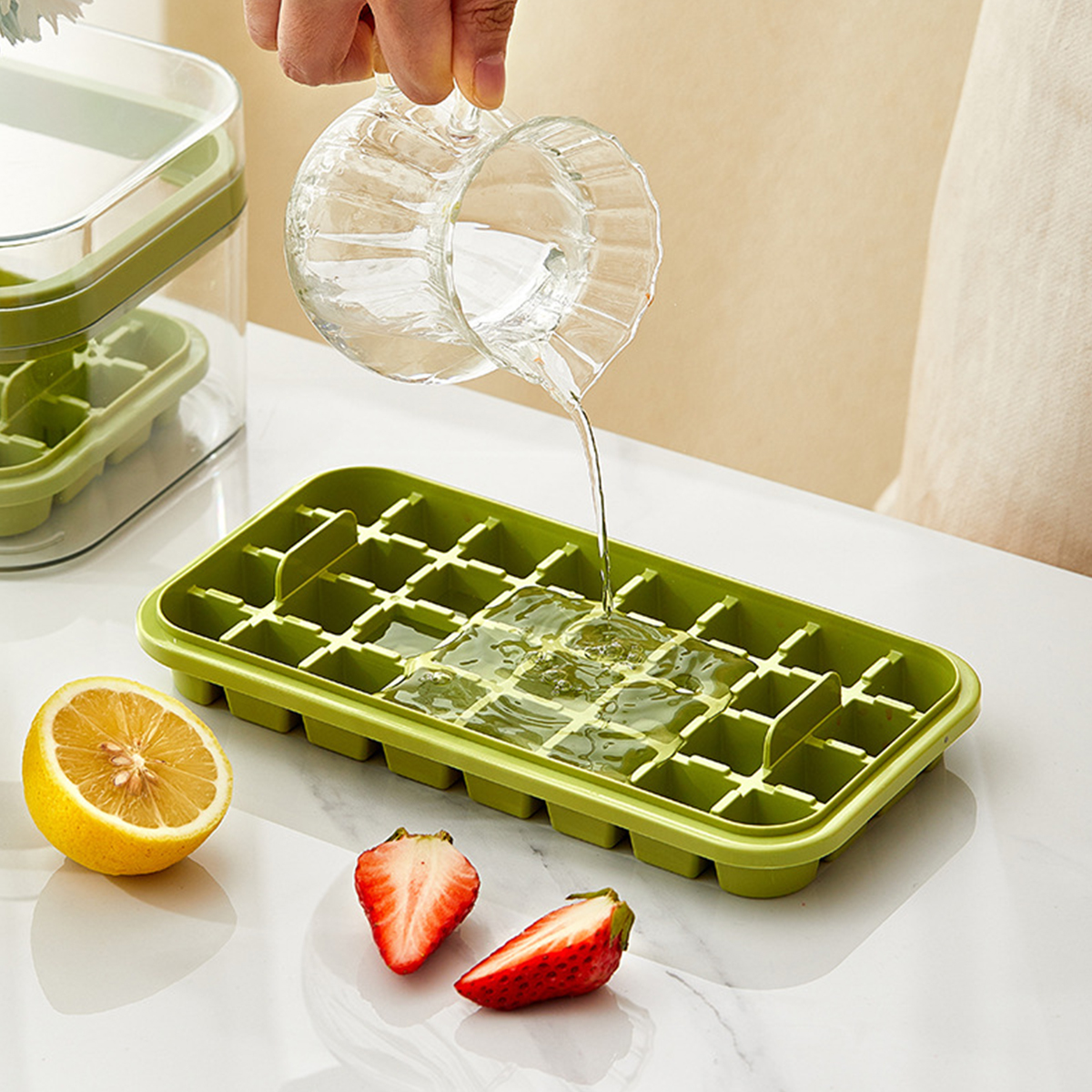 Ice Ball Maker Press Type Silicone Ice Buckets With Lid Molds Ice Cube Trays Wisky Round Ice Ball Box Kitchen Gadget Accessories_voghion.com