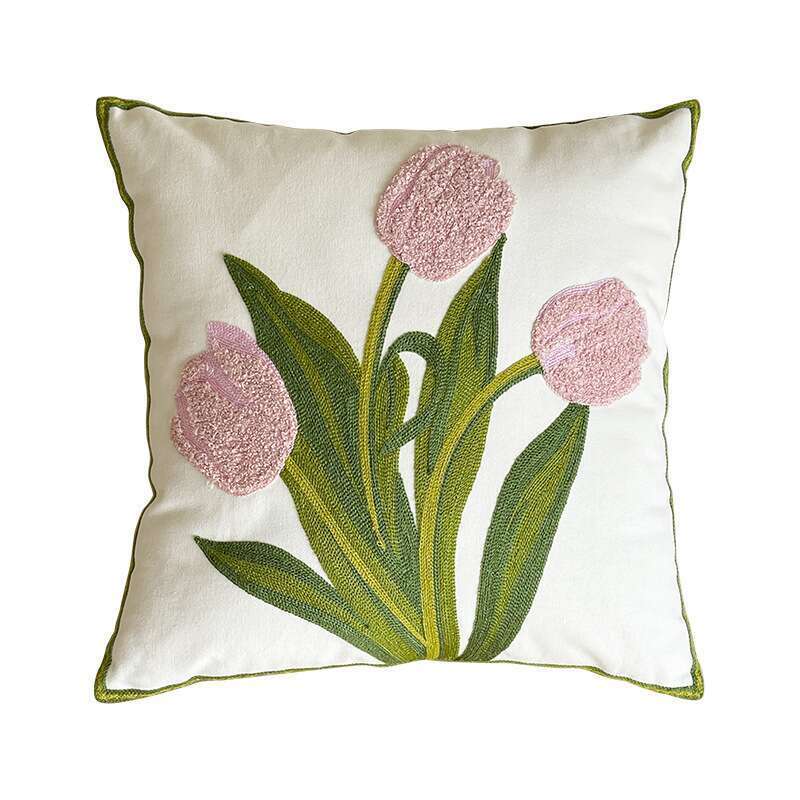 Tulip Scandinavian Instagram Style Cute Living Room Sofa Cushion Headrest Pillow Cushion Set_voghion.com