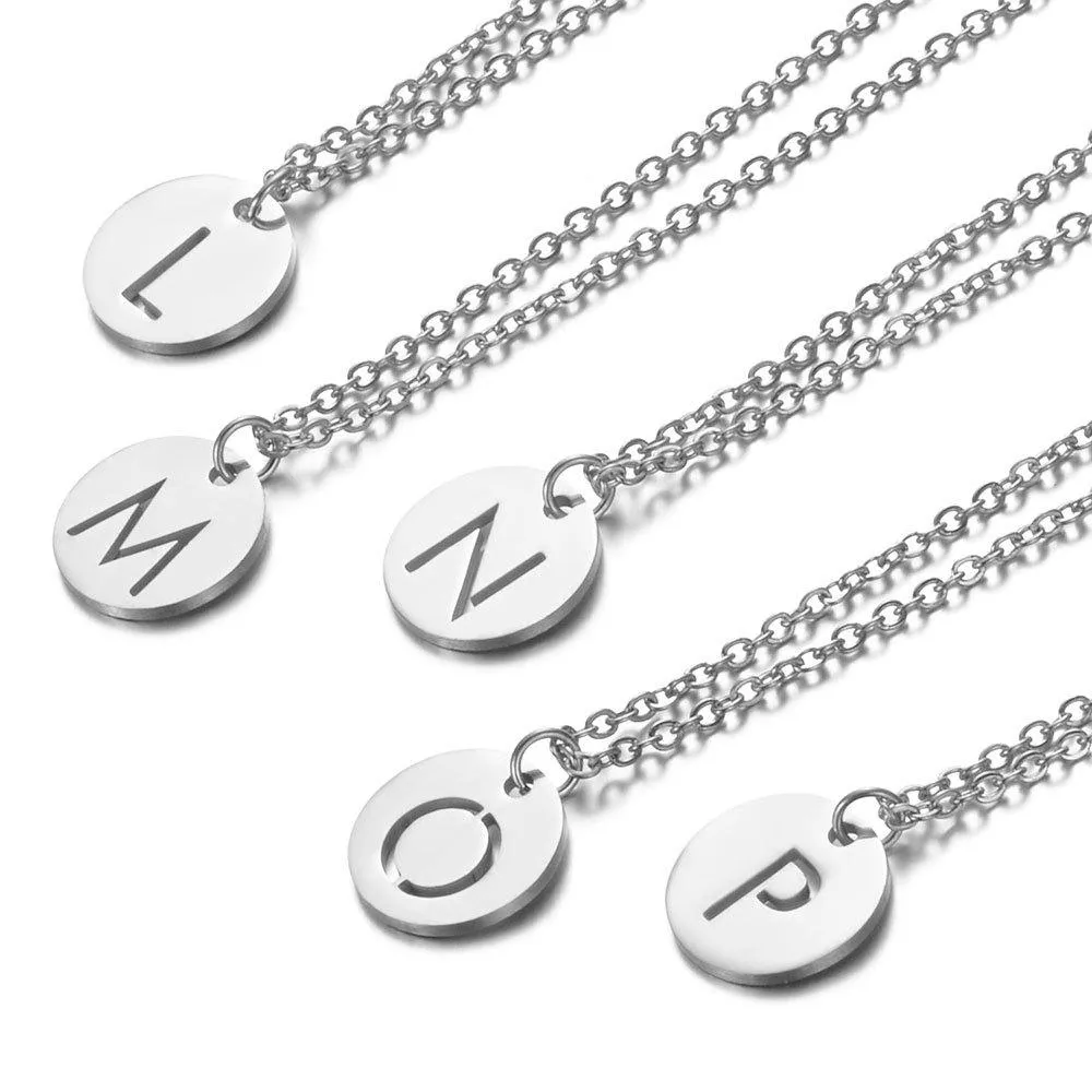 Sier Iniziali Acciaio Inossidabile Donne Ciondolo Gioielli A-Z 26 Lettere Hollow-Out Iniziale Collana Choker Regali Individuali_voghion.com