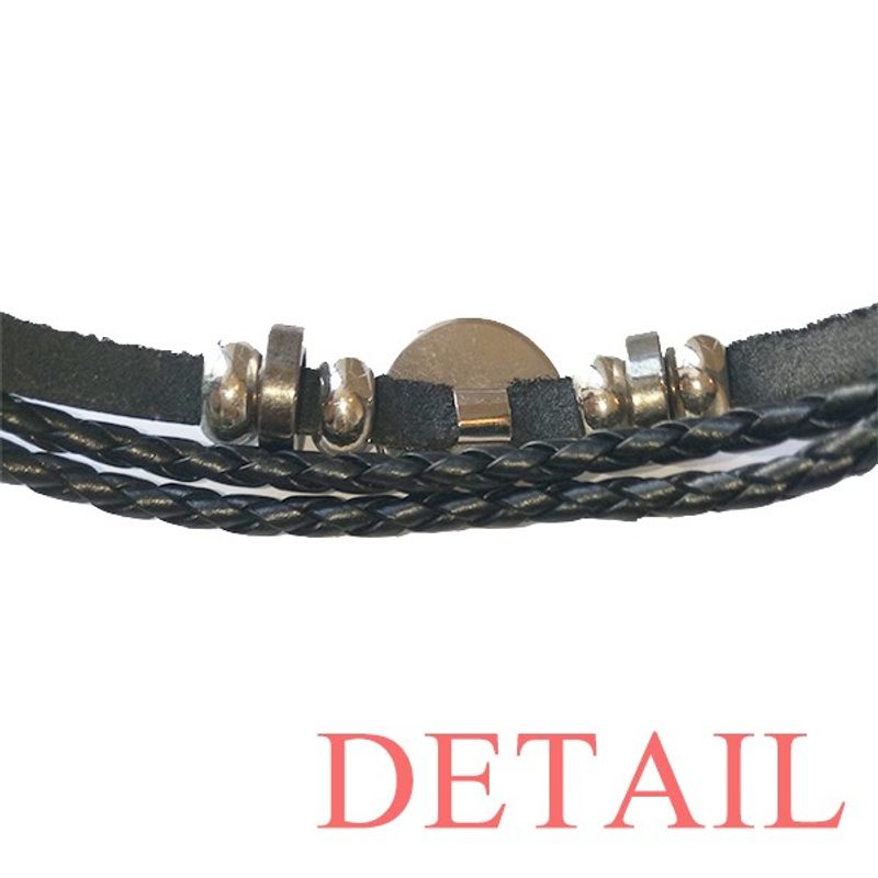 chinese Character Compnt Bracelet Braided Leather Woven Wristband_voghion.com