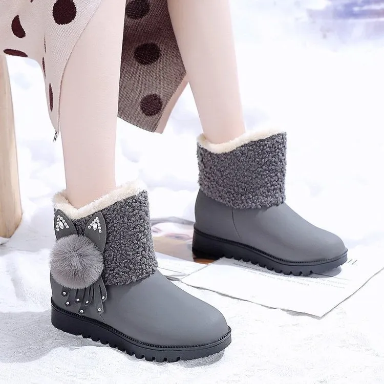Botas de neve femininas botas curtas forradas de inverno_voghion.com