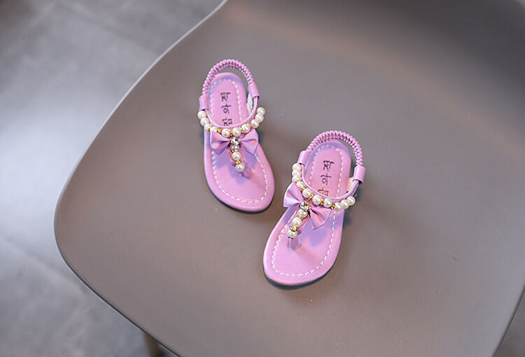 Sandalias de verano nuevas para niñas, versión coreana de moda, suela blanda, zapatos de princesa grandes para niñas, sandalias antideslizantes con cuentas para niños_voghion.com