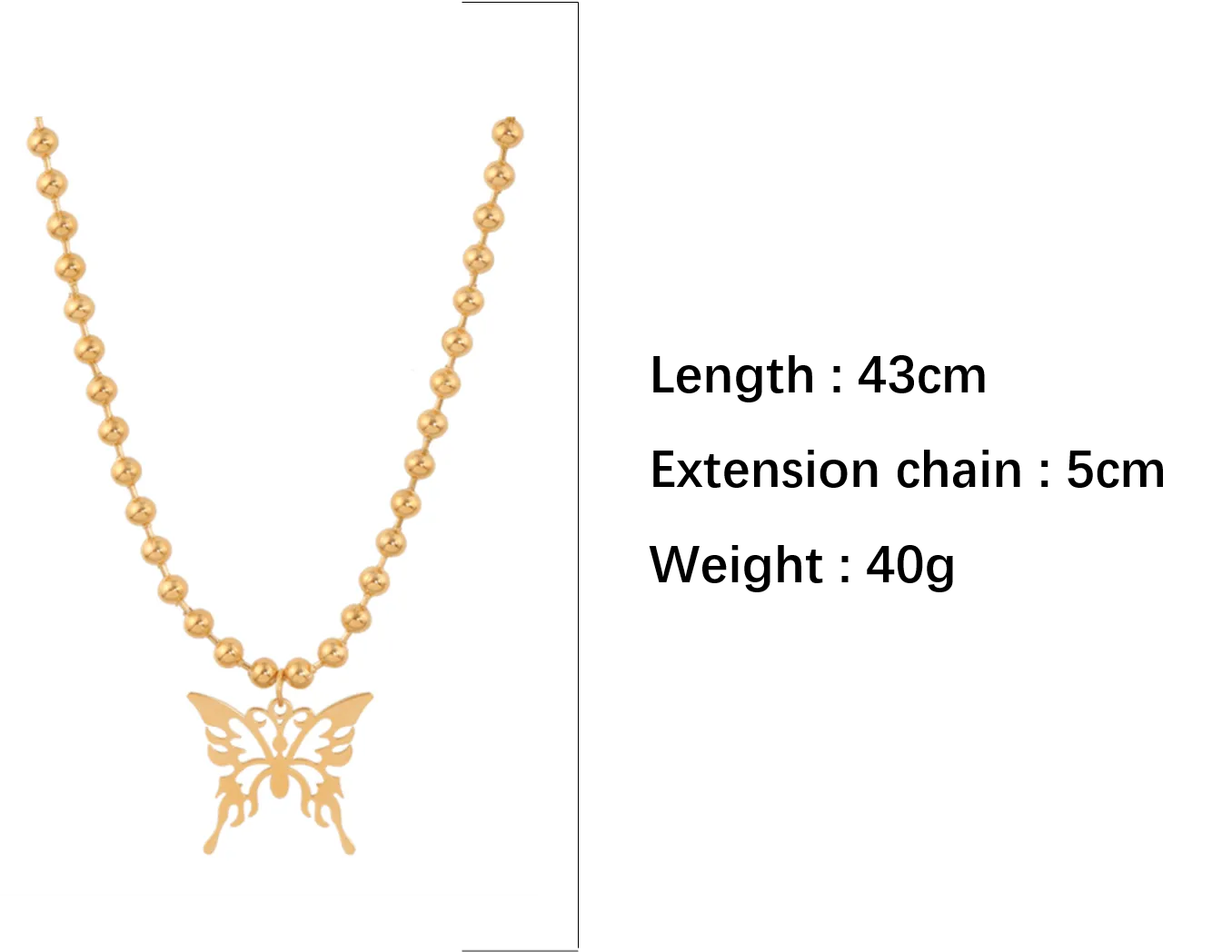 Ketten Einfache Aushöhlen Schmetterling Anhänger Runde Perlenkette Titan Stahl Halskette Für Frauen Modeschmuck_voghion.com