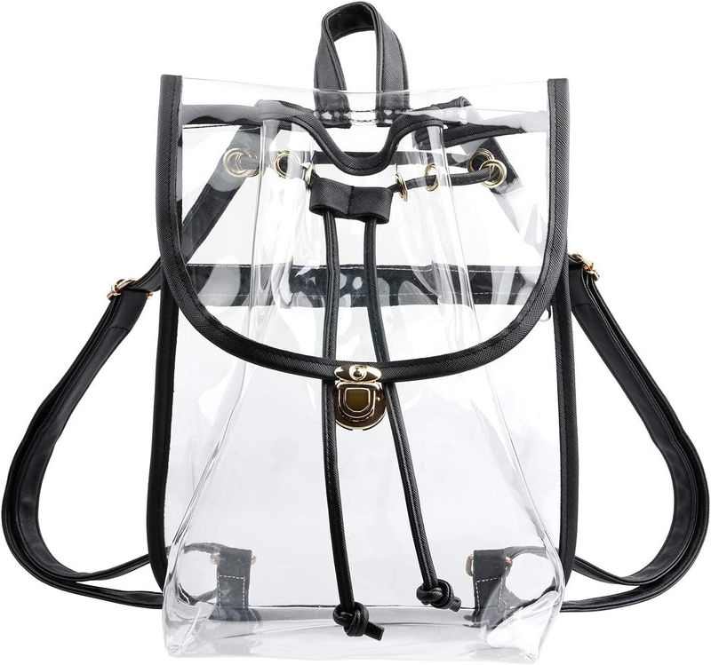 Zaino visivo da viaggio per esterni trasparente di grande capacità in PVC Andralyn_voghion.com