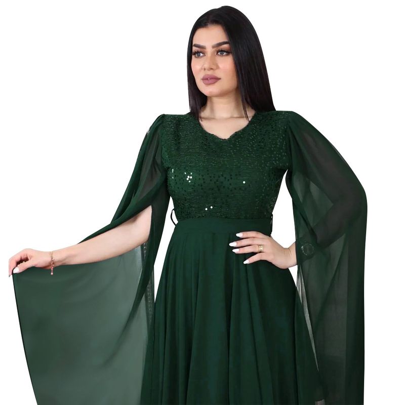 Women's Clothing autumn new Arabic sequin evening dress muslim with belt_voghion.com