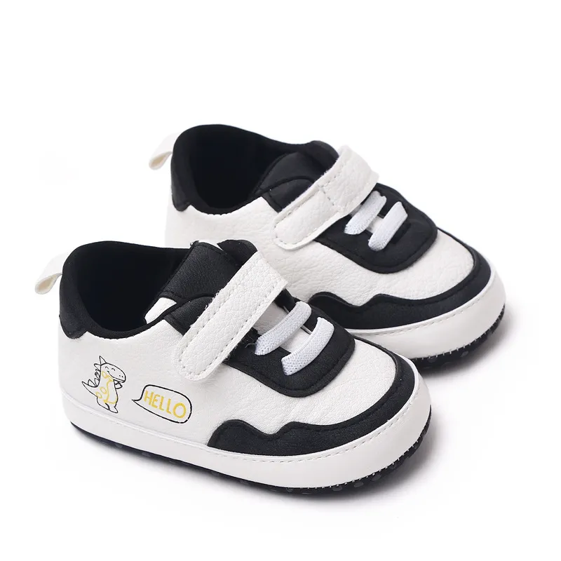Baskets de sport pour nouveau-nés garçons et filles, imprimé lettres de dessin animé, premiers pas pour bébés, pieds mignons, antidérapants, pré-marcheurs_voghion.com