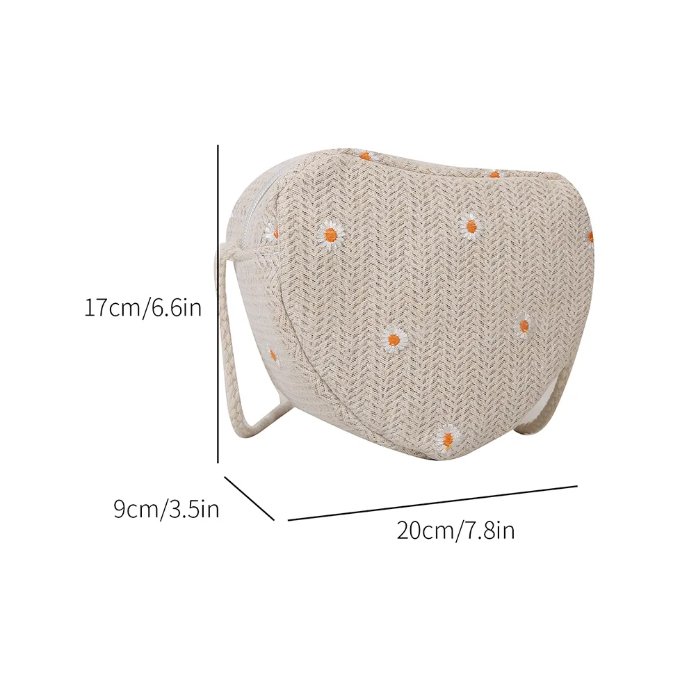 Borsa a tracolla da spiaggia, da donna, in paglia intrecciata a forma di cuore, con margherite, firmata_voghion.com
