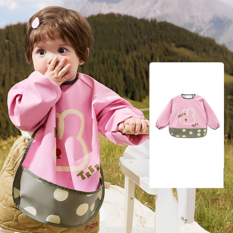 ​​Baby Feeding Bib With 3-in-1 Protection – Waterproof, Stain-Resistant & Soft Polyester Smock For Toddlers (1-3 Years,/Penguin Designs)​​_voghion.com