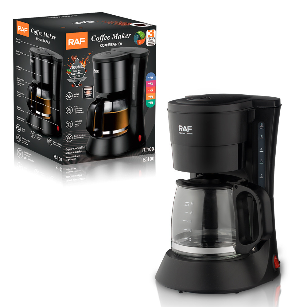 Macchina per caffè americano elettrica da 600 ml - Macchina per caffè americano compatta con filtro riutilizzabile (nera, spina UE/USA/Regno Unito, stile Ins)_voghion.com