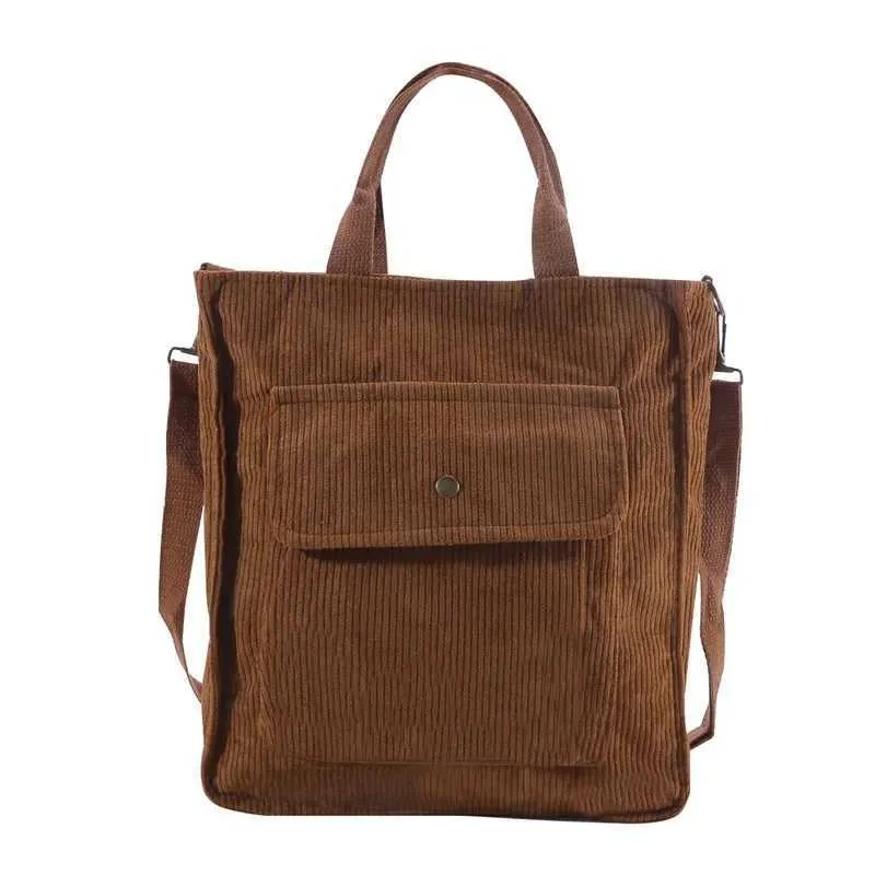 Sac à dos étudiant rétro en velours côtelé chaud Fem toile shopping avec sac extérieur 2024 nouvel article Y241109_voghion.com