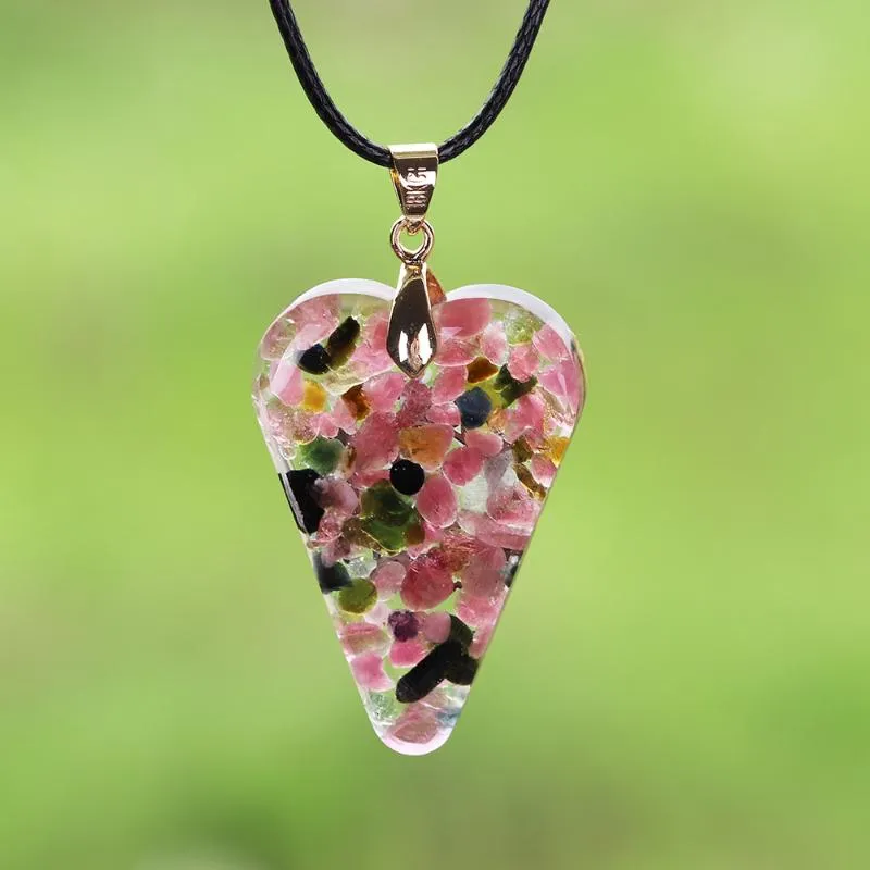 Pendant Necklaces Tourmaline Orgonite Necklace Crystal Heart Healing Crystals For Emf Protection Violet Flame Orgone_voghion.com