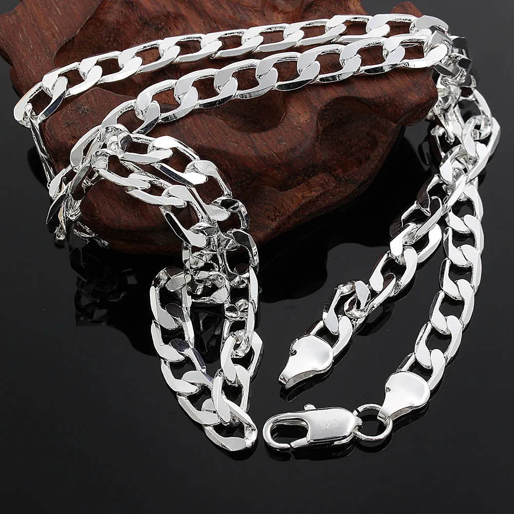 Klassische Cuban Link Halskette Herren Silberfarben Schmuck_voghion.com