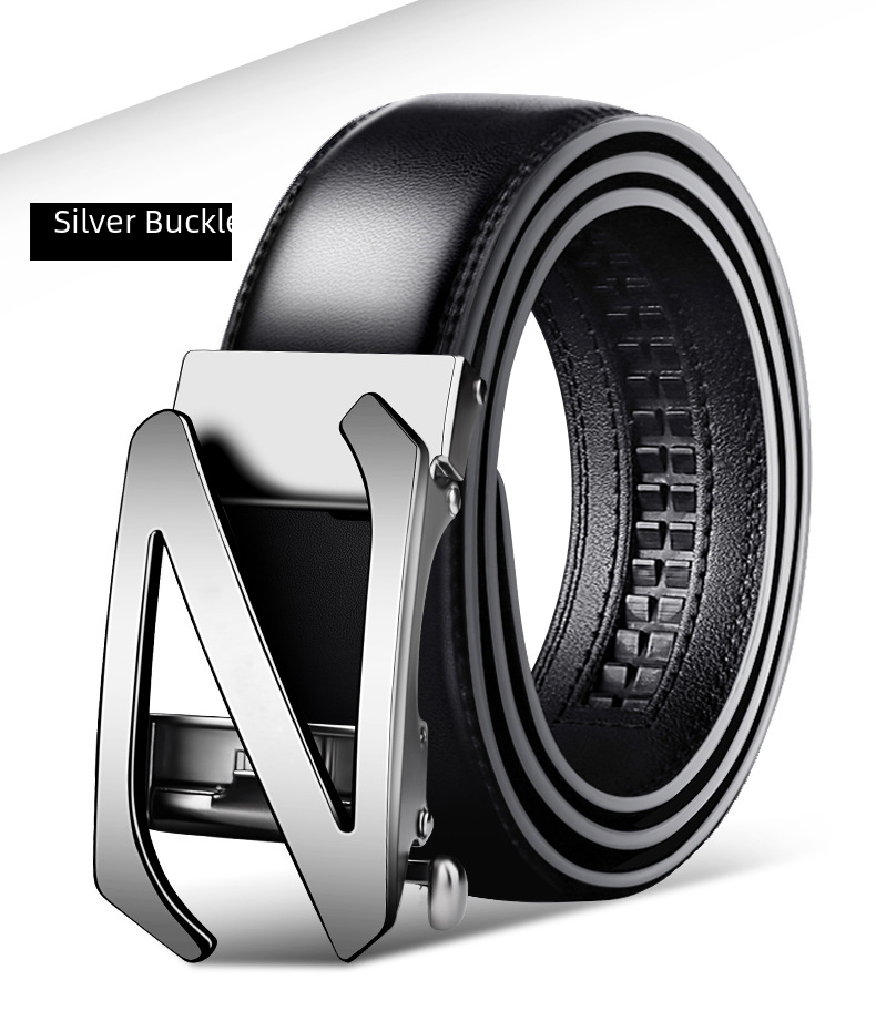 Cintura da uomo nuova 2024 con vera pelle e fibbia automatica in pelle di mucca per uomo casual business stile cintura coreana_voghion.com