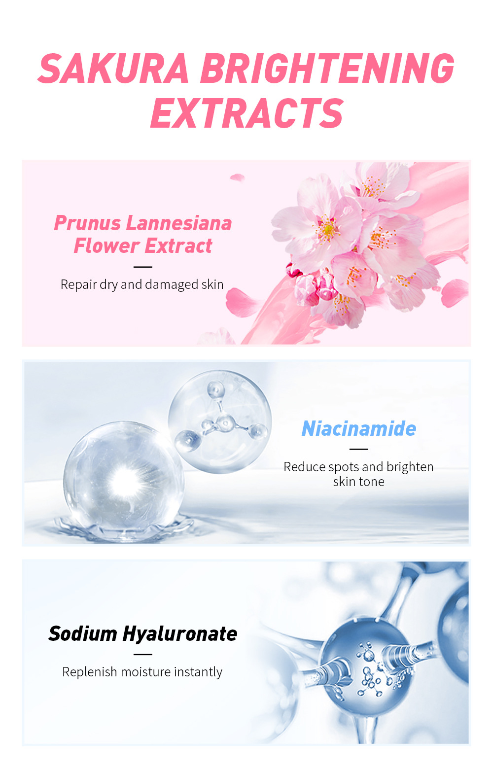 LAIKOU Japanski Sakura tonik 100ml Hidratantni i hidratantni tonik Proizvođač proizvoda za njegu kože_voghion.com