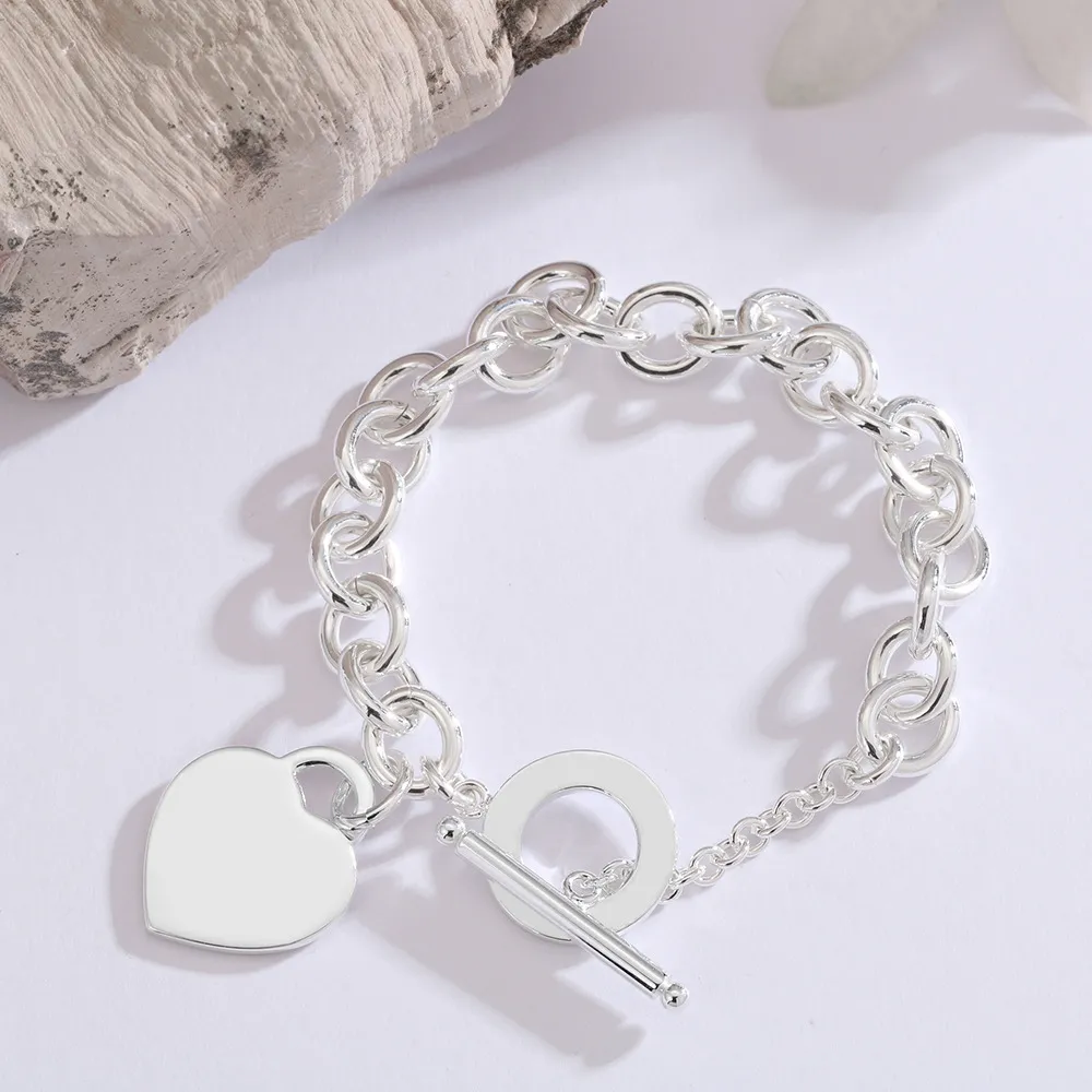 Mærke Enkel Klassisk Kærlighed Hjerte Designer Charm Armbånd S Sier Par Elsker Mænd Kvinder Elegant OL Link Chain Armbånd_voghion.com