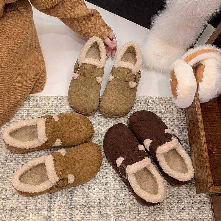 Women's Slip-On Faux Fur Lined Birkenstock-Style Clogs With Thick Rubber Sole For Winter Comfort​_voghion.com