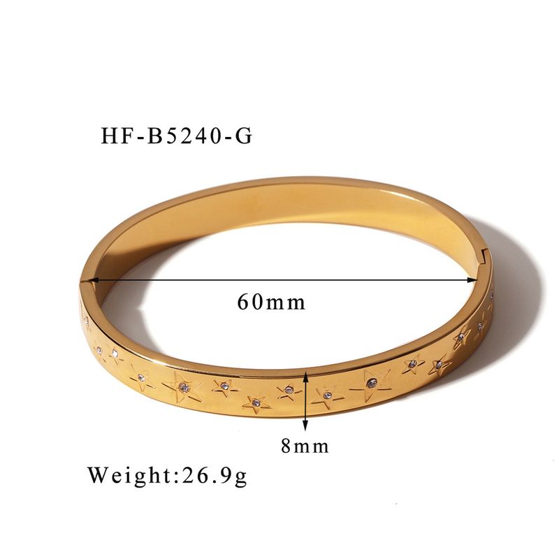 Bracciale con fibbia a stella classica a cinque punte con bordo largo da 8 mm e lucidato a specchio_voghion.com