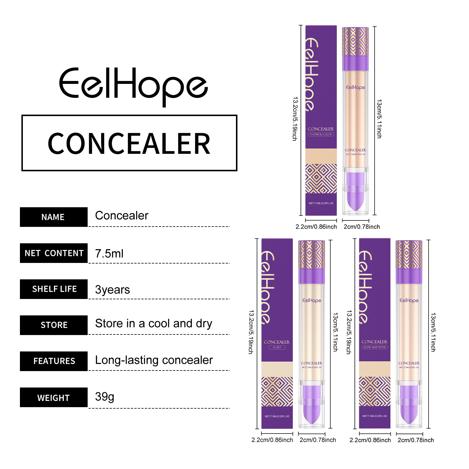 Eelhope Hydrating Blemish Proof Concealer Long Lasting Lightweight Breathable Even Skin Tone Multi Use Comfort Fit_voghion.com