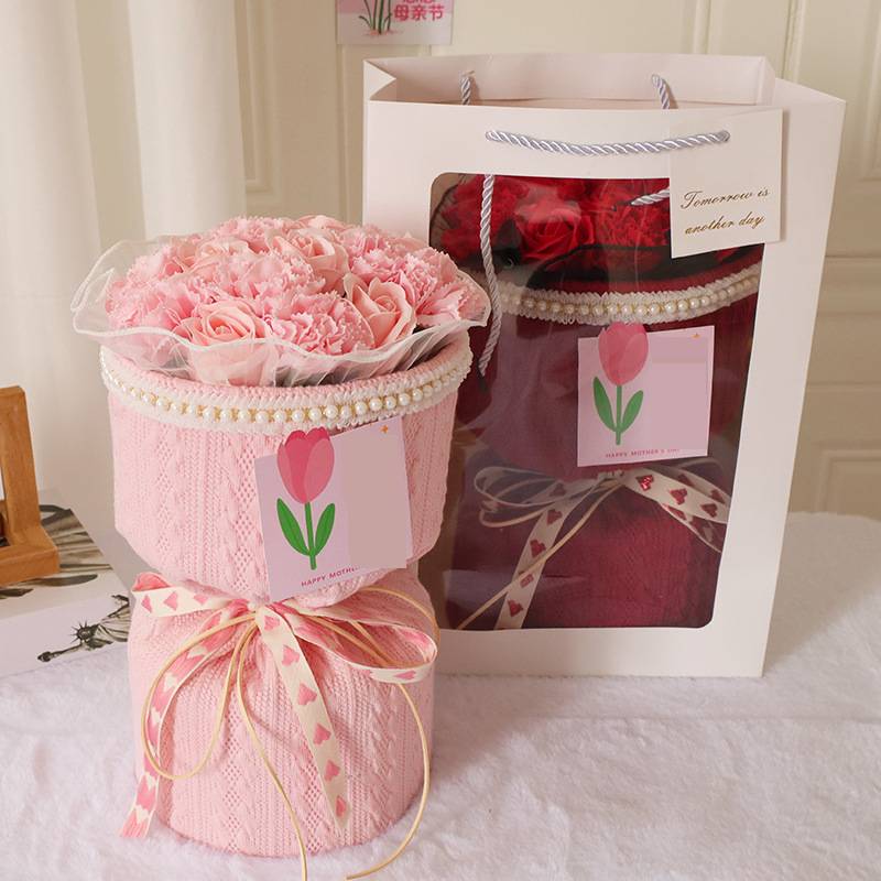 Cadeaux de fêtes, Noël, Fête des Mères, Bouquet d'œillets pour les mamans et les enseignantes, Fleurs de savon, Bouquet de roses, Cadeau prêt à offrir_voghion.com