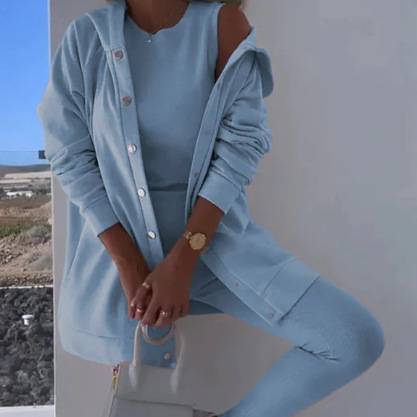Ensemble 3 pièces pour femme : sweat à capuche, débardeur côtelé et pantalon de jogging – Tenue décontractée coupe slim – Du S au 5XL_voghion.com