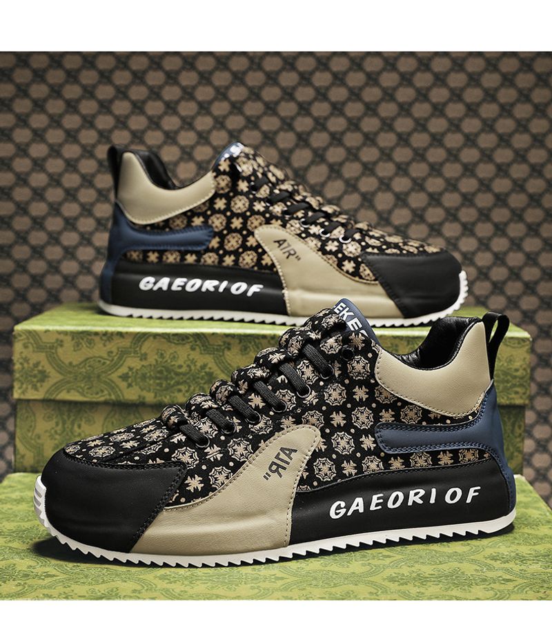 Men's Spring 2024 New Versatile Casual Board With One Step Anti Slip Thick Sole Sports Black Trendy Shoes_desvips.com