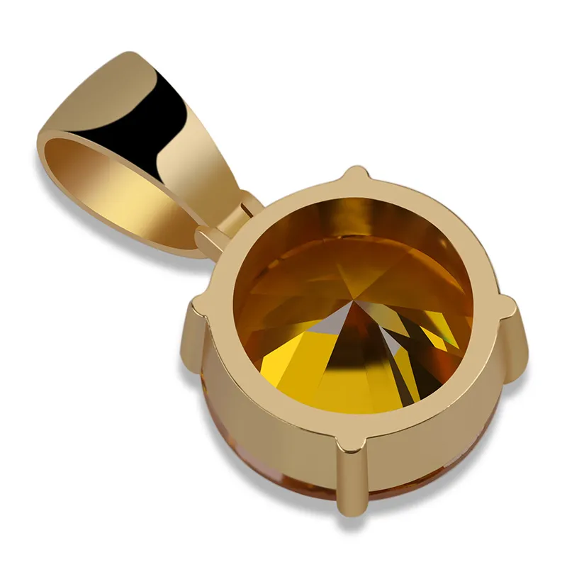 Collier avec pendentif en or et zircon cubique glacé pour amoureux, chaîne Hip Hop multicolore, bijoux en diamant rond taille princesse_voghion.com