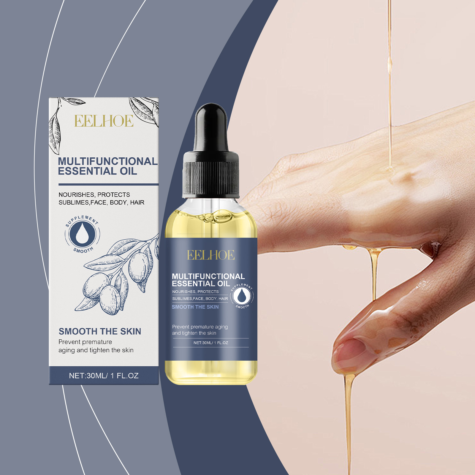 EELHOE Body Multi-Functional Essential Oil, Facial Cleansing Gentle Nourishing Moisturizing Multi-Purpose Care Essence_voghion.com